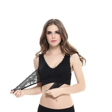 Load image into Gallery viewer, Women's Plus Size Lace Wide Straps Wireless Bra Front Closure Push Up Bras