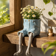 Load image into Gallery viewer, Jeans shorts creative sitting legs planter for plants and home decor
